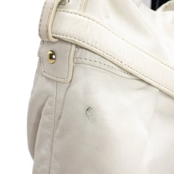 COACH Hampton White Ivory Belted/Pleated Hobo Shoulder Bag - K0693-10205 - Picture 10 of 16